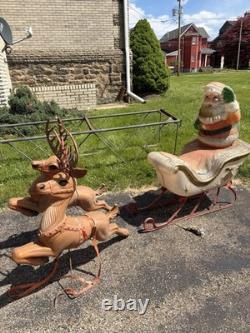 Santa Reindeer Sled Blowmold Christmas Holiday Decor Outdoor