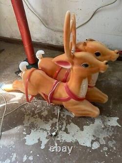 Santa Reindeer Sled Blowmold Christmas Holiday Decor Outdoor