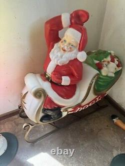 Santa Reindeer Sled Blowmold Christmas Holiday Decor Outdoor