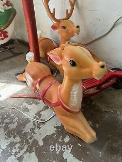 Santa Reindeer Sled Blowmold Christmas Holiday Decor Outdoor