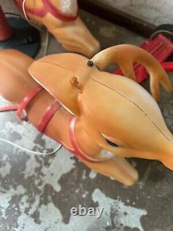 Santa Reindeer Sled Blowmold Christmas Holiday Decor Outdoor