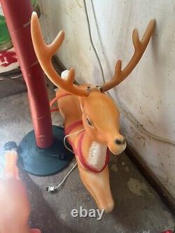 Santa Reindeer Sled Blowmold Christmas Holiday Decor Outdoor