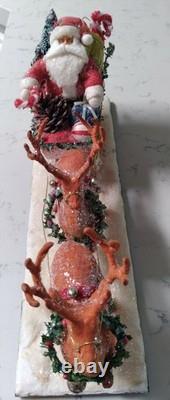 Santa Reindeer Sleigh Hard To Find Vintage Paper Mache Mark Roberts