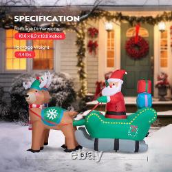 Santa Reindeer Sleigh Inflatable 6.9Ft Lighted Christmas Blowup Outdoor Yard Dec