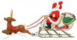 Santa Reindeer Sleigh Lighted Blow Mold Display Outdoor Christmas Yard Decor