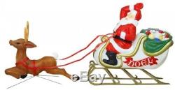 Santa Reindeer Sleigh Lighted Blow Mold Display Outdoor Christmas Yard Decor