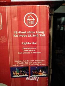 Santa Reindeer Sleigh Synchronize Lightshow Gemmy Christmas Airblown Inflatable