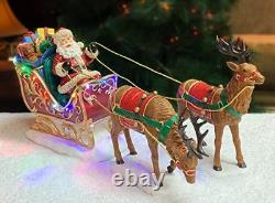 Santa Riding Sleigh with Reindeer Christmas Decoration LED Lighted Tabletop