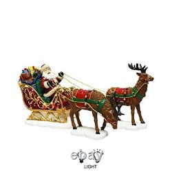 Santa Riding Sleigh with Reindeer Christmas Decoration LED Lighted Tabletop