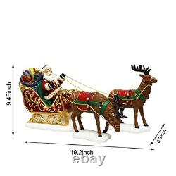 Santa Riding Sleigh with Reindeer Christmas Decoration LED Lighted Tabletop
