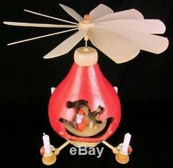 Santa Sled Reindeer Holiday Kids Art Gourd Carousel Red Taper Candle