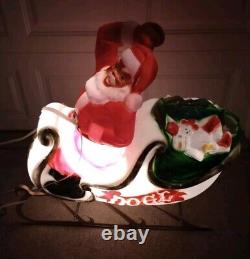 Santa & Sleigh & 1 Reindeer Blowmold Generel Foam Products VTG USA LOCAL PICKUP