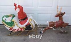 Santa & Sleigh & 1 Reindeer Blowmold Generel Foam Products VTG USA LOCAL PICKUP
