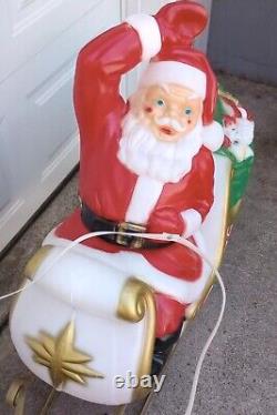 Santa & Sleigh & 1 Reindeer Blowmold Generel Foam Products VTG USA LOCAL PICKUP