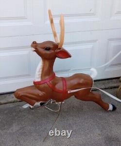 Santa & Sleigh & 1 Reindeer Blowmold Generel Foam Products VTG USA LOCAL PICKUP