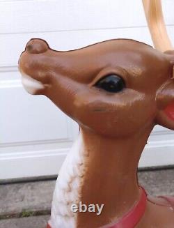 Santa & Sleigh & 1 Reindeer Blowmold Generel Foam Products VTG USA LOCAL PICKUP