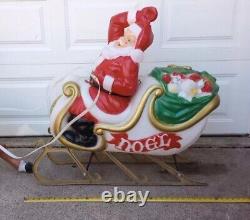 Santa & Sleigh & 1 Reindeer Blowmold Generel Foam Products VTG USA LOCAL PICKUP