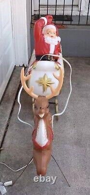 Santa & Sleigh & 1 Reindeer Blowmold Generel Foam Products VTG USA LOCAL PICKUP