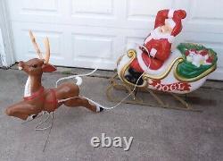 Santa & Sleigh & 1 Reindeer Blowmold Generel Foam Products VTG USA LOCAL PICKUP