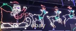Santa Sleigh + 3 Reindeer Outdoor Holiday LED Lighted Decoration Steel Wireframe