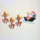 Santa Sleigh & 3 Rudolph Reindeer Melted Plastic Popcorn Christmas Decor 1970's