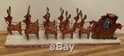 Santa Sleigh And 9 Reindeer Lighted Hand Crafted Made From Solid Oak One Of A Ki