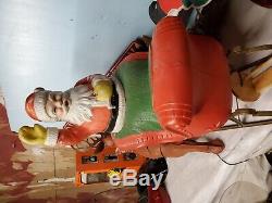 Santa Sleigh Empire Blow Mold Vintage Yard Decor Large Reindeer Christmas Collec