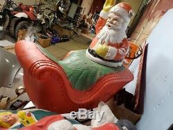 Santa Sleigh Empire Blow Mold Vintage Yard Decor Large Reindeer Christmas Collec