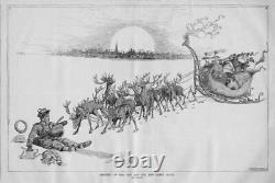 Santa Sleigh Filled With Toys Reindeer Meeting Of The Old And New Santa Claus