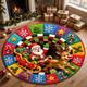 Santa Sleigh & Reindeer 3d Illusion Round Rug, Colorful Checkered Christmas