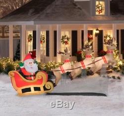 Santa Sleigh Reindeer 6' Floating Airblown Inflatable Christmas Prop Decoration