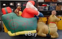 Santa Sleigh Reindeer Airblown Inflatable Yard Display Decor Christmas Holiday