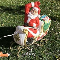Santa / Sleigh Reindeer Blow Mold 72 Christmas Yard Light RARE! Large