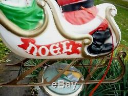 Santa Sleigh & Reindeer Blow Mold Set Empire Lighted Vintage Decor
