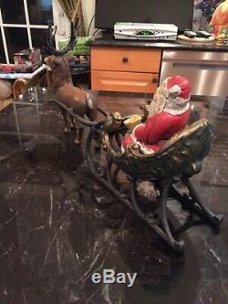 Santa Sleigh & Reindeer Cast Iron Toy