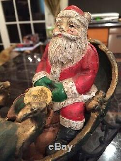 Santa Sleigh & Reindeer Cast Iron Toy