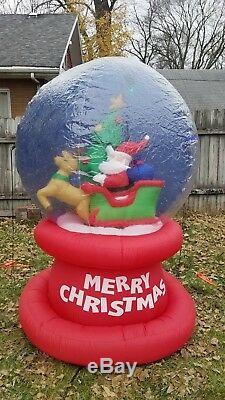 Santa Sleigh Reindeer Sparkling Light Up SnowGlobe Christmas Airblown Inflatable