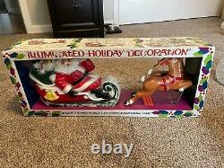 Santa Sleigh and 2 Reindeer Tabletop Blow Mold by Empire 24 with Original Box
