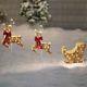 Santa Sleigh And Reindeer, Gold Pre-lit Holiday Christmas Outdoor Decoration