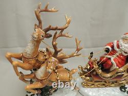Santa Sleigh and Reindeer Set Porcelain / Grandeur Noel Collectors Edition 2003