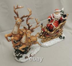 Santa Sleigh and Reindeer Set Porcelain / Grandeur Noel Collectors Edition 2003