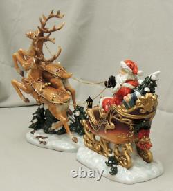 Santa Sleigh and Reindeer Set Porcelain / Grandeur Noel Collectors Edition 2003