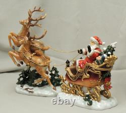 Santa Sleigh and Reindeer Set Porcelain / Grandeur Noel Collectors Edition 2003