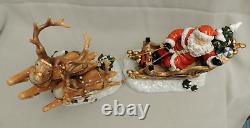 Santa Sleigh and Reindeer Set Porcelain / Grandeur Noel Collectors Edition 2003