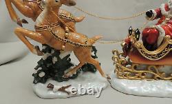 Santa Sleigh and Reindeer Set Porcelain / Grandeur Noel Collectors Edition 2003