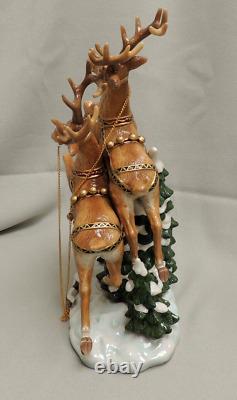 Santa Sleigh and Reindeer Set Porcelain / Grandeur Noel Collectors Edition 2003