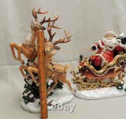 Santa Sleigh and Reindeer Set Porcelain / Grandeur Noel Collectors Edition 2003