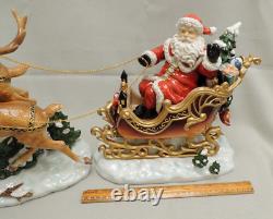 Santa Sleigh and Reindeer Set Porcelain / Grandeur Noel Collectors Edition 2003