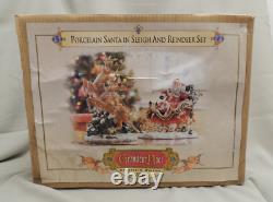 Santa Sleigh and Reindeer Set Porcelain / Grandeur Noel Collectors Edition 2003