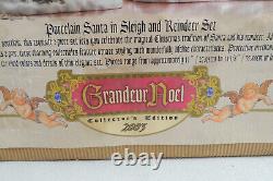 Santa Sleigh and Reindeer Set Porcelain / Grandeur Noel Collectors Edition 2003